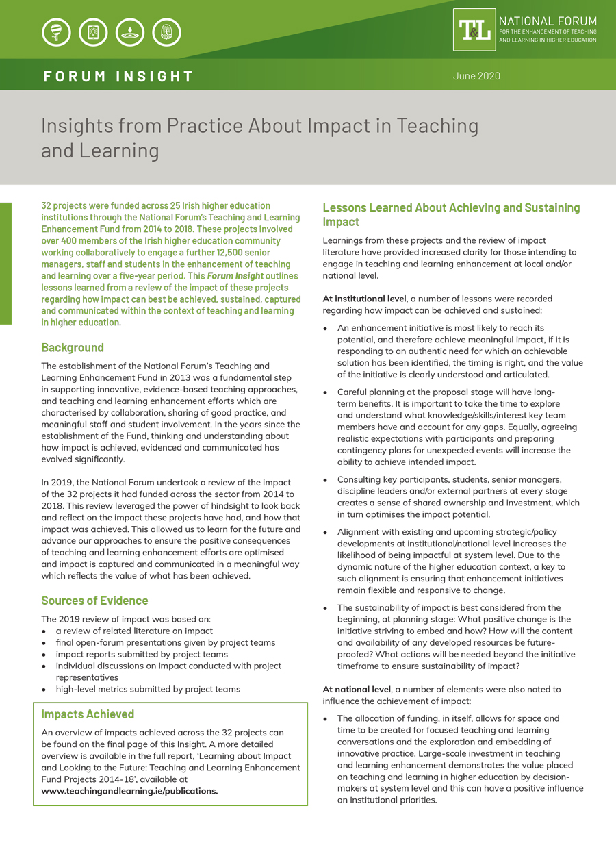 Learning Insight Document Insights - National Forum for the Enhancement of Teaching and Learning ...